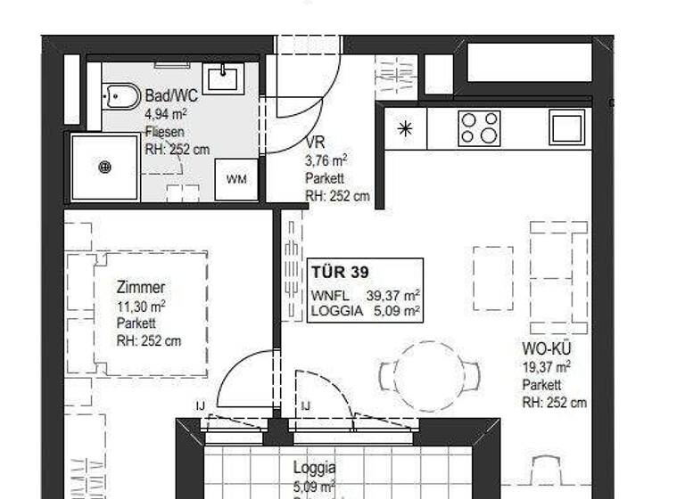 Wohnung zur Miete - Erstbezug 672 € 2 Zimmer 44,5 m² 4. Geschoss Wien 1150