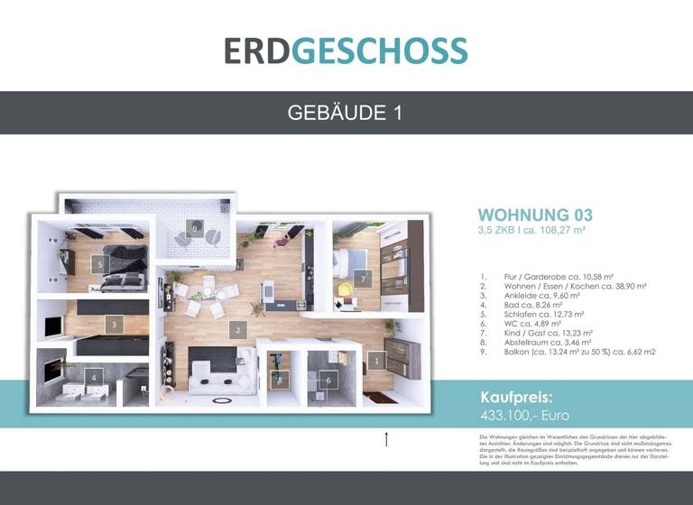 Wohnung zum Kauf - Erstbezug provisionsfrei 433.100 € 3,5 Zimmer 108,3 m² St Arnual Saarbrücken 66119