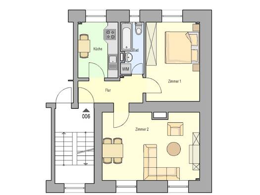 Wohnung zur Miete nur mit Wohnberechtigungsschein 500 € 3 Zimmer 56,1 m² 2. Geschoss frei ab 01.10.2026 Linnéstraße 2 Steinbühl Nürnberg 90443