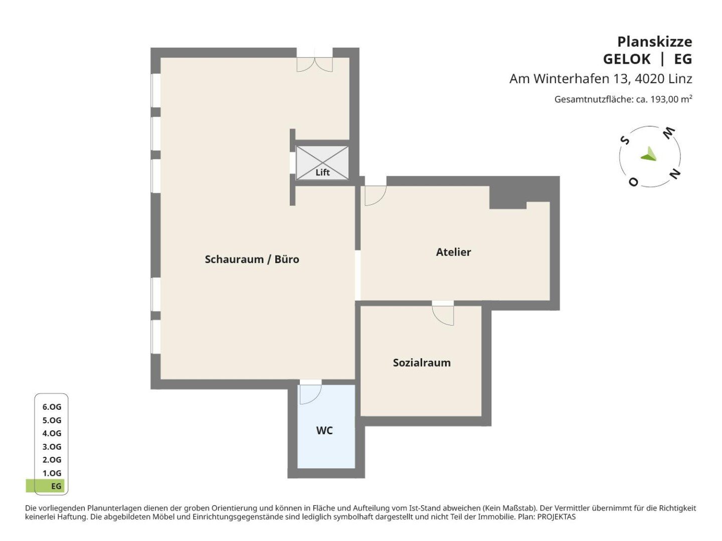 Bürofläche zur Miete 1.544 € 193 m²<br/>Bürofläche Am Winterhafen Lustenau Linz 4020