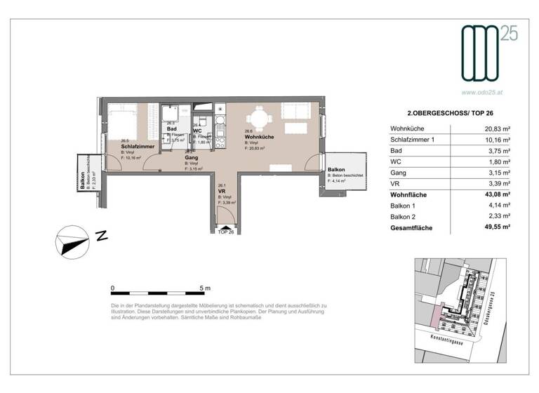 Wohnung zur Miete - Erstbezug 800 € 2 Zimmer 43,1 m² frei ab 01.07.2026 Wien 1160