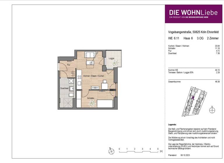 Wohnung zum Kauf - Erstbezug 371.900 € 2 Zimmer 46,4 m² Vogelsanger Straße 271 Ehrenfeld Köln 50825