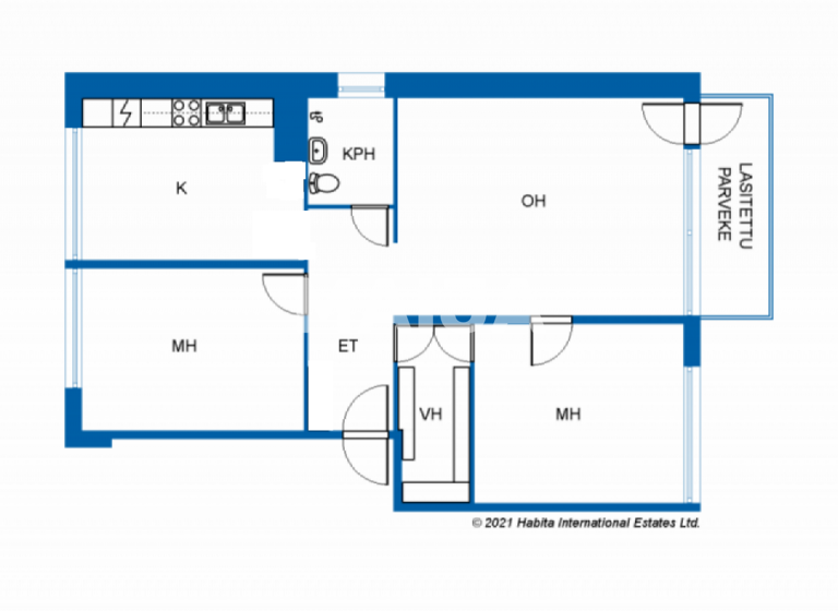 Studio zum Kauf 124.900 € 3 Zimmer 74 m² 4. Geschoss Ansaankatu 11 Vaasa 65100