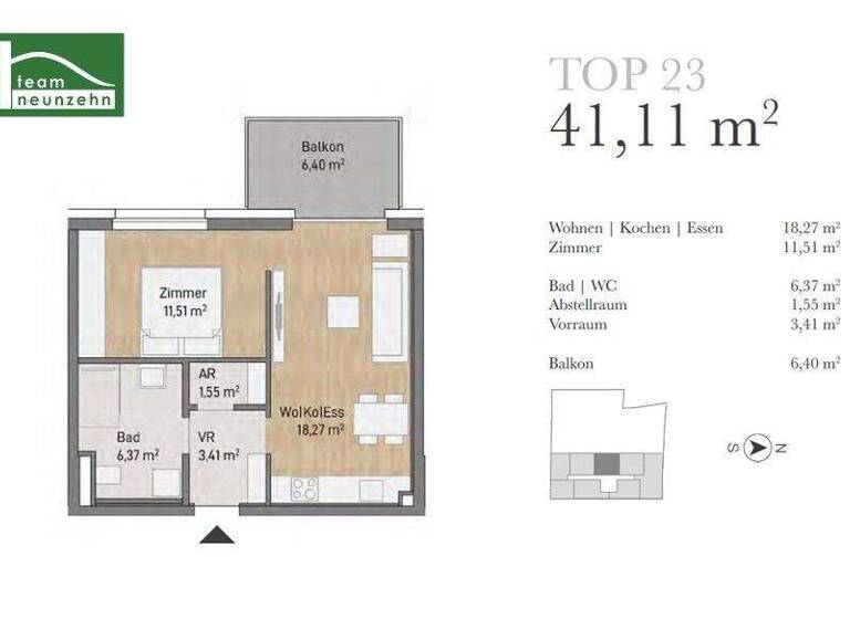 Wohnung zum Kauf provisionsfrei 226.546 € 2 Zimmer 41,1 m² 3. Geschoss Eggenberg Graz 8020