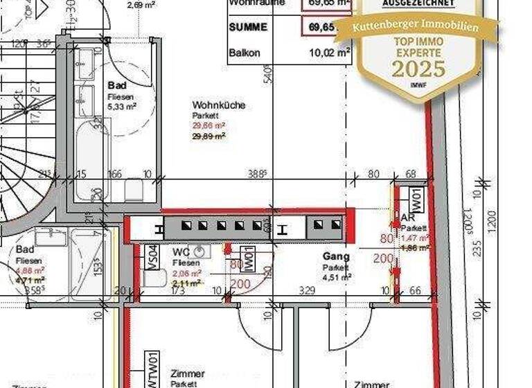Terrassenwohnung zum Kauf - Erstbezug 419.000 € 3 Zimmer 69,7 m² 5. Geschoss Wien 1100