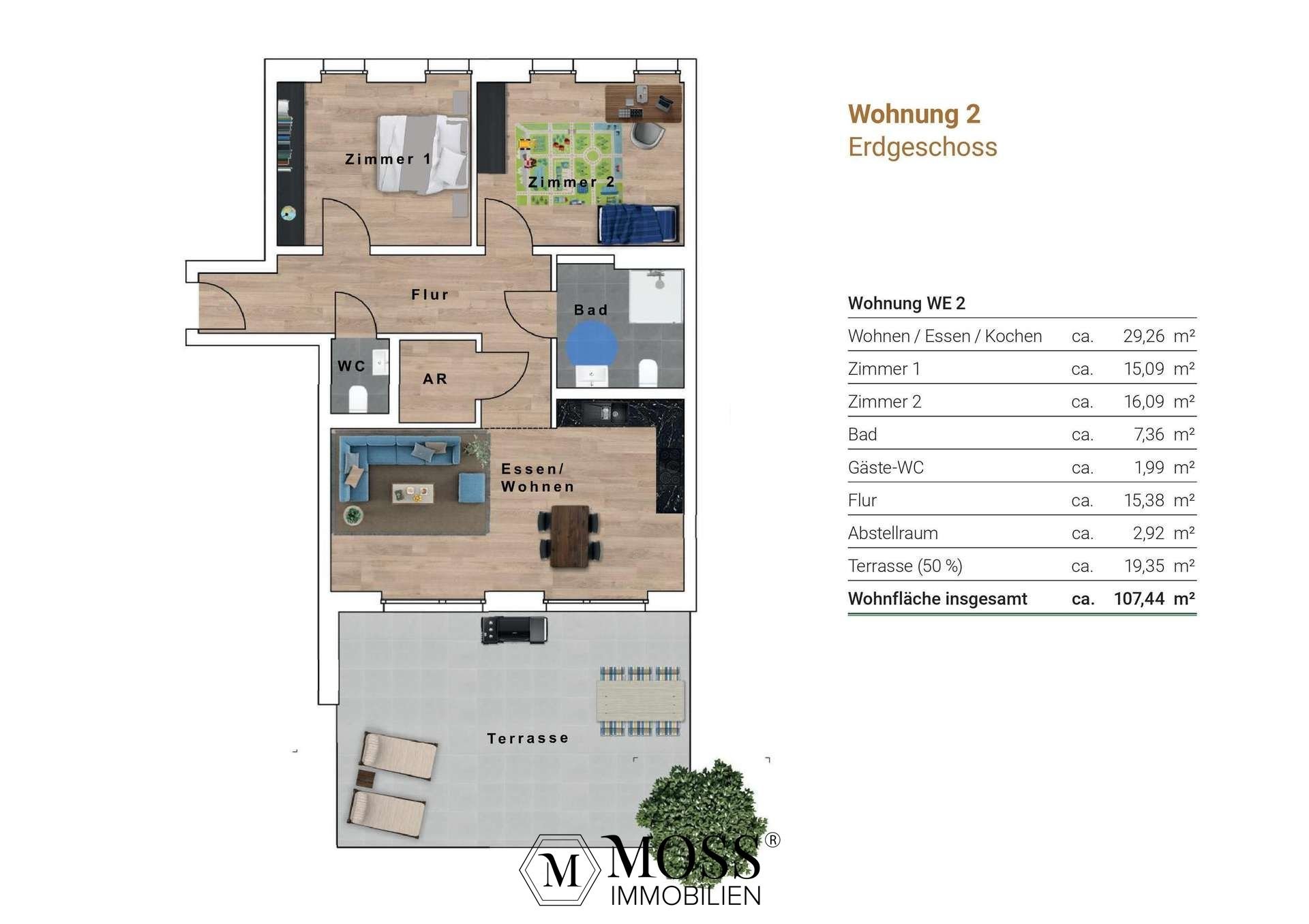 Wohnung zum Kauf provisionsfrei 499.500 € 3 Zimmer 107 m²<br/>Wohnfläche EG<br/>Geschoss Willich Willich 47877