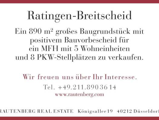 Grundstück zum Kauf 495.000 € 890 m² Grundstück Ratingen 40885