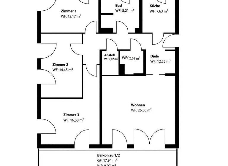 Wohnung zur Miete 2.600 € 4 Zimmer 113 m² 3. Geschoss frei ab 15.04.2026 Bogenhausen München 81925