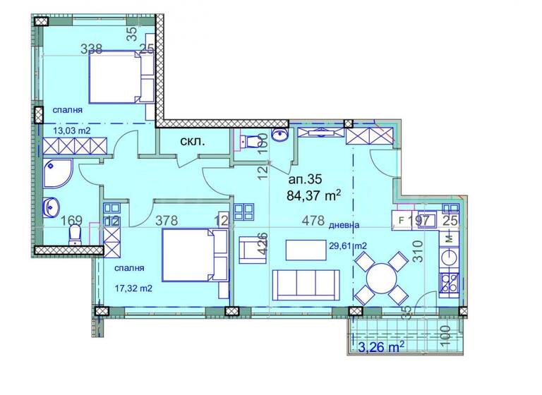 Studio zum Kauf 346.662 € 3 Zimmer 99,3 m² Sofia