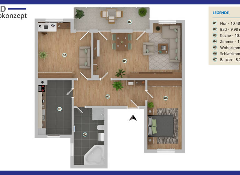 Wohnung zur Miete 550 € 3 Zimmer 84,6 m² 2. Geschoss Altenburger Straße 48 Ostviertel Gera 07545