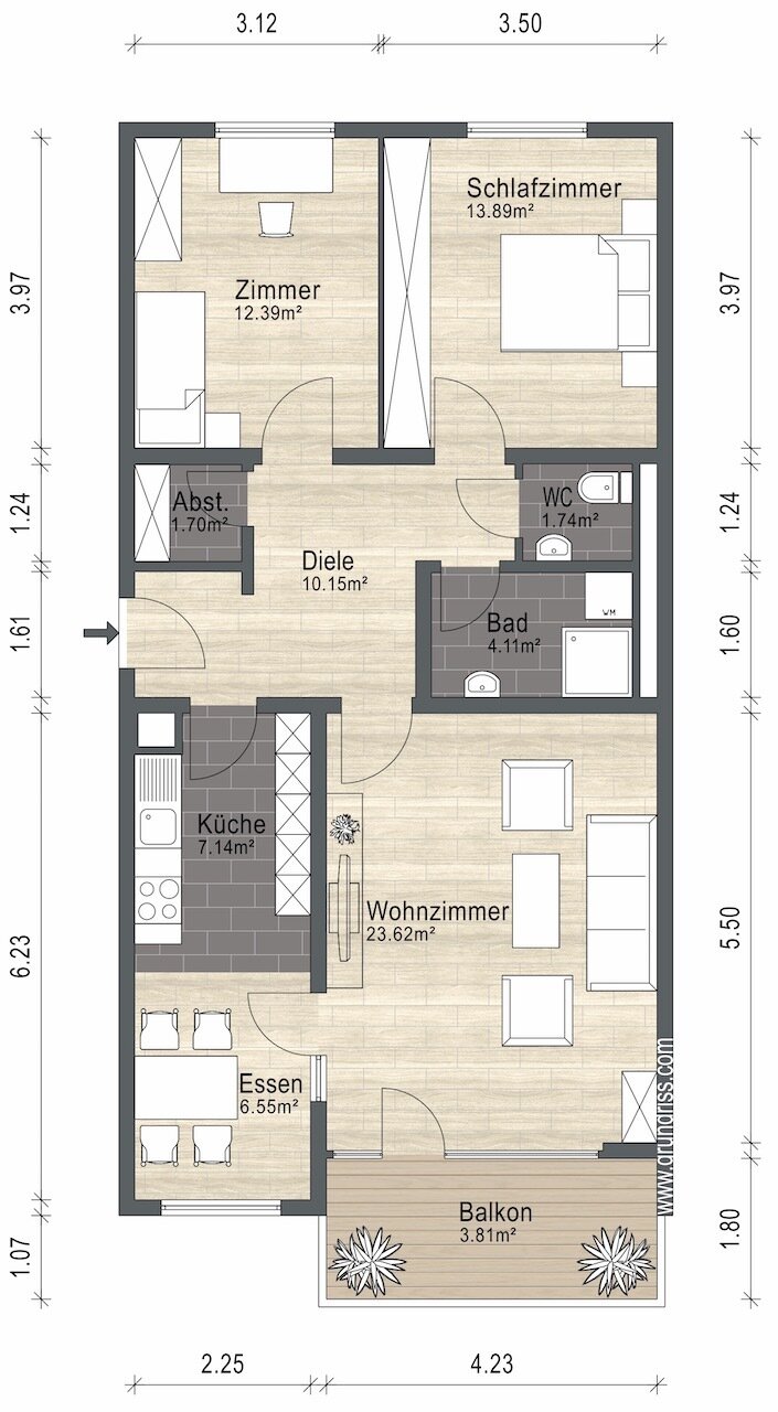 Wohnung zum Kauf 235.000 € 3 Zimmer 83,8 m²<br/>Wohnfläche 1.<br/>Geschoss ab sofort<br/>Verfügbarkeit Mörsch Rheinstetten 76287