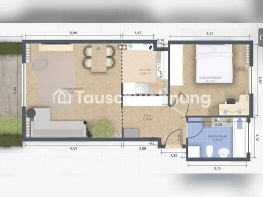 Wohnung zur Miete Tauschwohnung 650 € 1,5 Zimmer 60 m² EG Wiehre Freiburg im Breisgau 79100