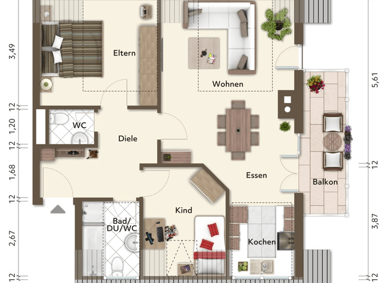 Wohnung zum Kauf 325.000 € 3 Zimmer 71 m² 3. Geschoss Weingarten Freiburg im Breisgau 79114