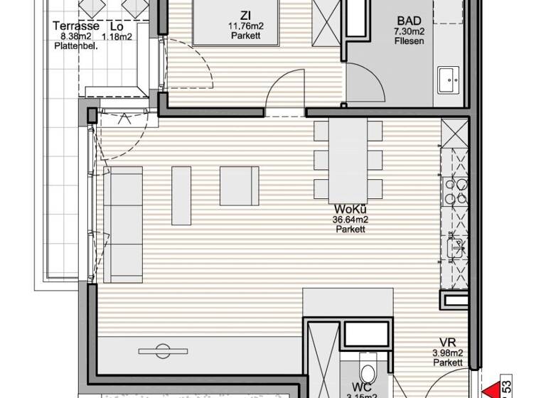 Wohnung zur Miete 1.160 € 2 Zimmer 62,8 m² 5. Geschoss frei ab 01.03.2026 Wien 1120