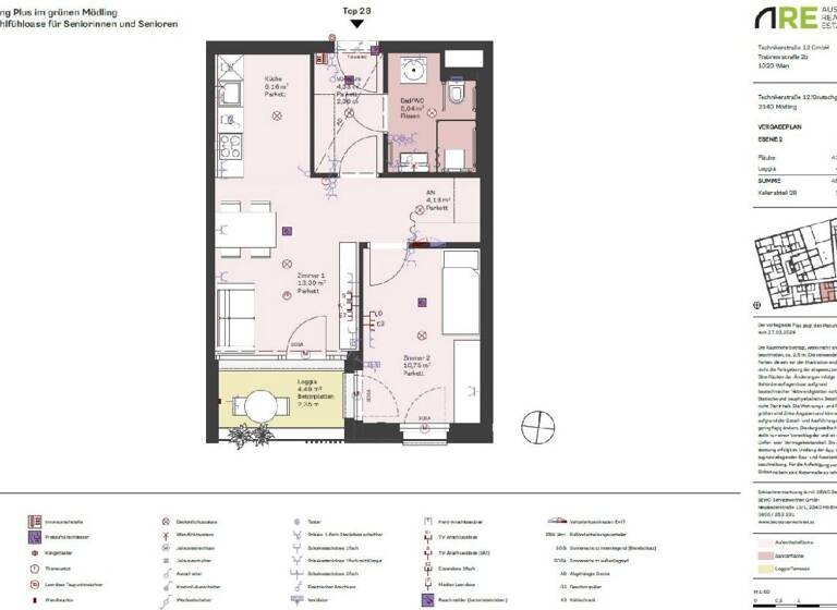 Wohnung zur Miete 814 € 2 Zimmer 48,3 m² Mödling 2340