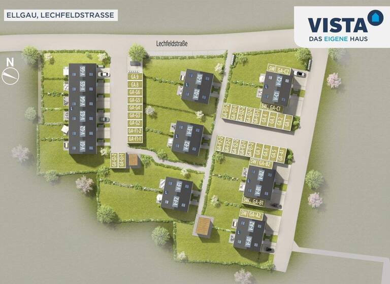 Doppelhaushälfte zum Kauf - Erstbezug 539.500 € 5 Zimmer 128 m² 280 m² Grundstück Lechfeldstraße 1 Ellgau 86679