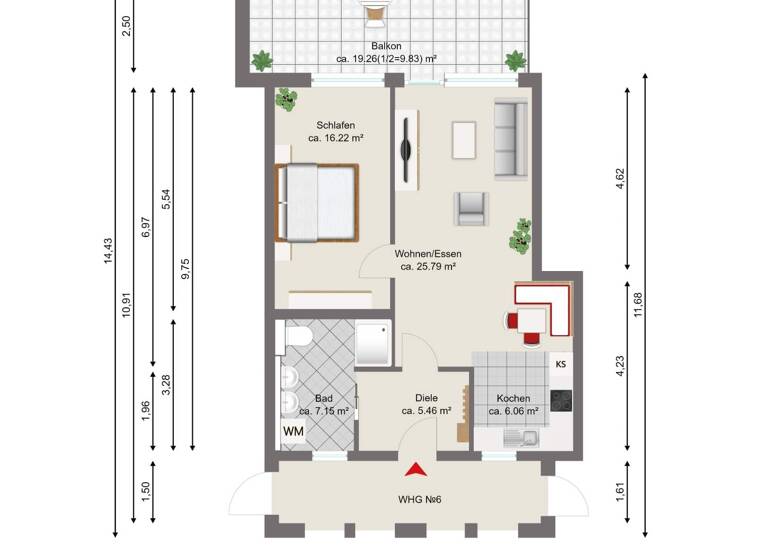 Wohnung zum Kauf provisionsfrei 525.000 € 2 Zimmer 70,3 m²<br/>Wohnfläche Gartenberg Geretsried 82538