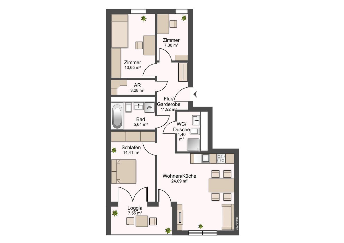 Wohnung zur Miete 1.130 € 3,5 Zimmer 87,7 m²<br/>Wohnfläche 2.<br/>Geschoss Elisenstraße 27 Johannstadt-Nord (Elsasser Str.) Dresden 01307