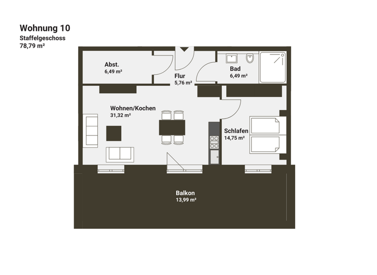 Penthouse zum Kauf - Erstbezug provisionsfrei 299.400 € 2 Zimmer 78,8 m² 2 Geschosse frei ab 01.12.2026 Süderlück 25 Steinbergkirche 24972