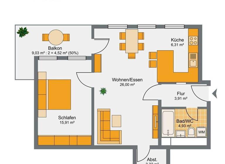 Penthouse zum Kauf 224.800 € 2 Zimmer 65 m² Großprüfening-Dechbetten-Königswiesen Regensburg 93051