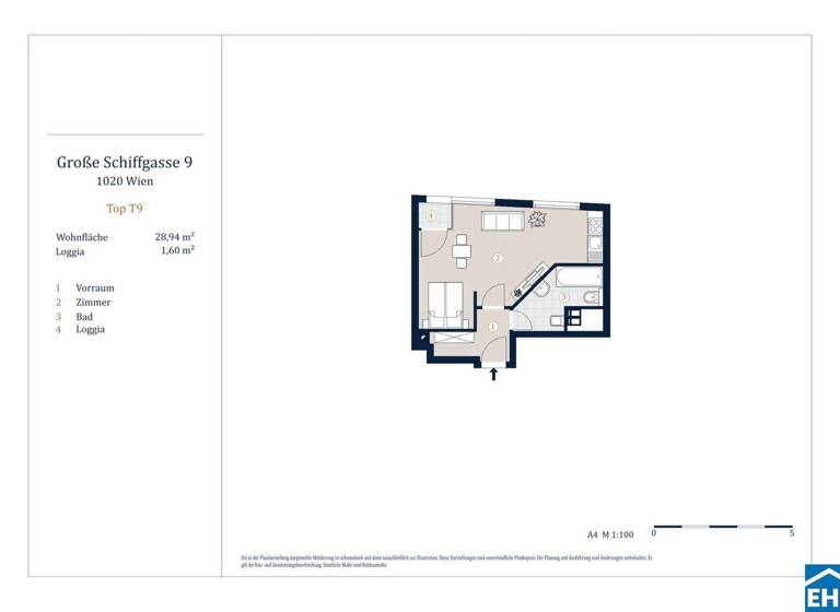 Studio zum Kauf - Erstbezug 285.000 € 1 Zimmer 28,9 m² 3. Geschoss Große Schiffgasse Wien 1020