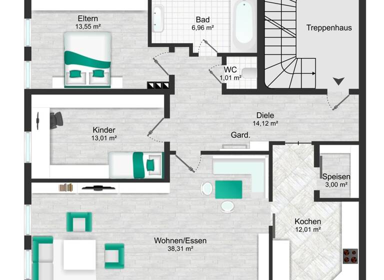 Wohnung zum Kauf provisionsfrei 169.000 € 3 Zimmer 101,6 m²<br/>Wohnfläche 1.<br/>Geschoss Haag Hauzenberg / Haag 94051