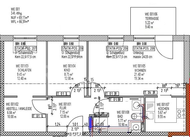 Wohnung zur Miete 704 € 3 Zimmer 66,5 m²<br/>Wohnfläche 1.<br/>Geschoss ab sofort<br/>Verfügbarkeit Behrenhoff Behrenhoff 17498