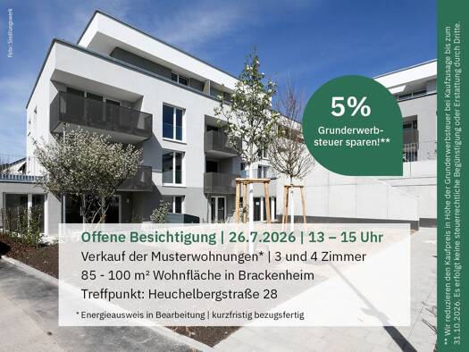 Wohnung zum Kauf - Neubau provisionsfrei 549.000 € 4 Zimmer 100,5 m² EG Heuchelbergstraße 28 Brackenheim 74336
