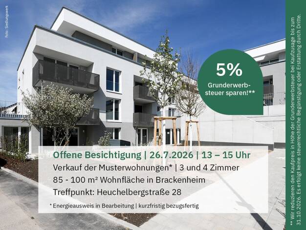 Wohnung zum Kauf - Neubau provisionsfrei 549.000 € 4 Zimmer 100,5 m² EG Heuchelbergstraße 28 Brackenheim 74336