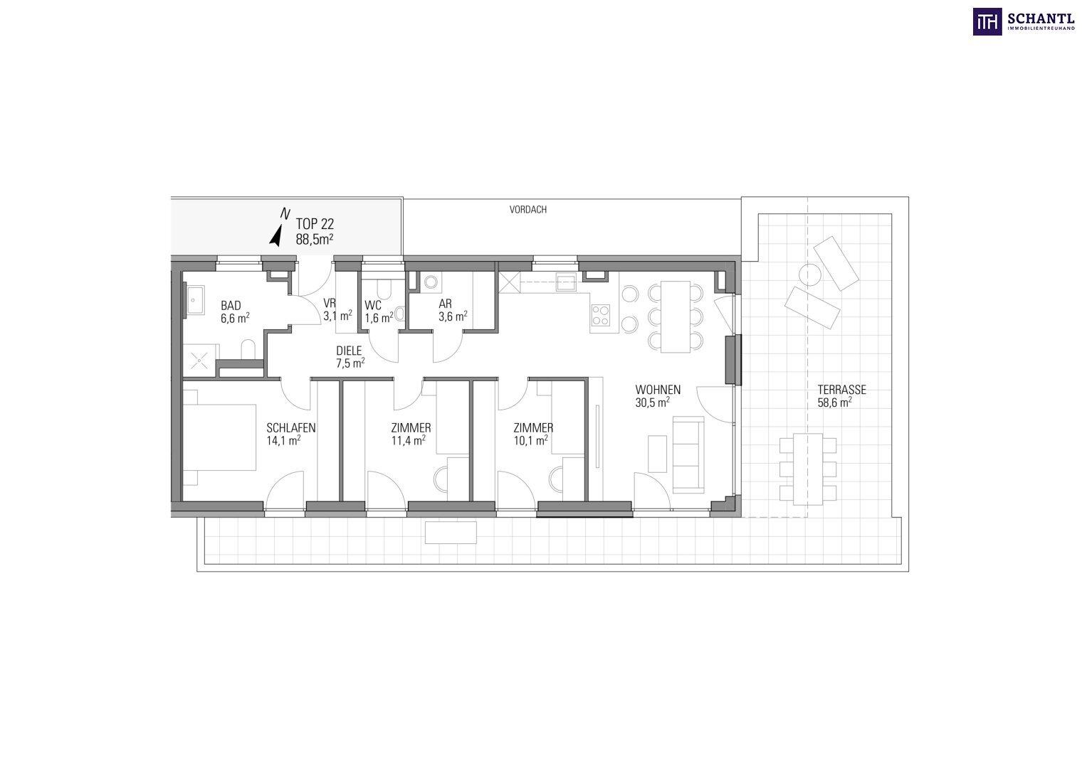 Penthouse zum Kauf 421.900 € 3 Zimmer 88,5 m²<br/>Wohnfläche 3.<br/>Geschoss Zirbenweg Kalsdorf bei Graz 8401