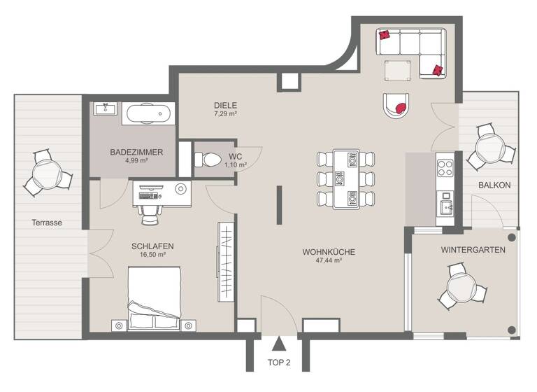 Wohnung zum Kauf 690.000 € 2 Zimmer 77,5 m² EG Wien 1190