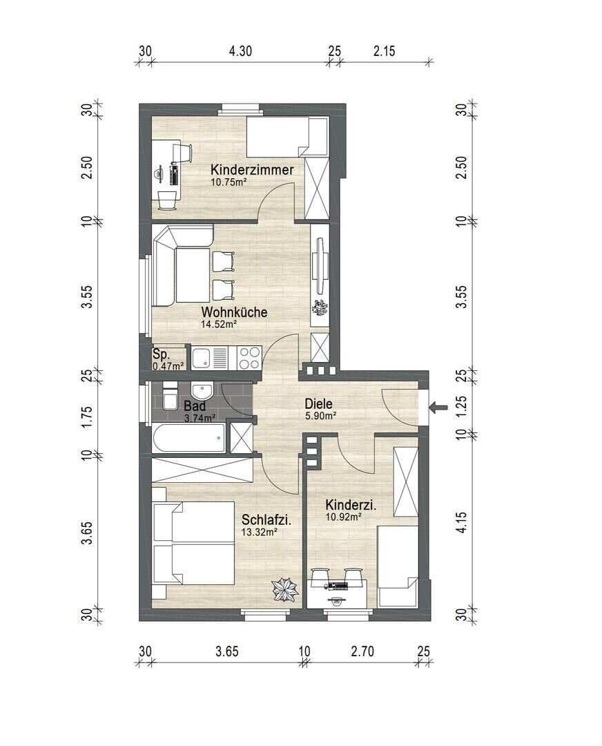 Wohnung zum Kauf provisionsfrei 279.900 € 3 Zimmer 64 m²<br/>Wohnfläche 1.<br/>Geschoss Weidenpesch Köln 50737