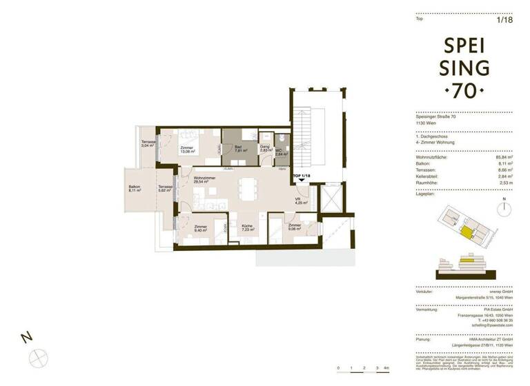 Wohnung zum Kauf - Erstbezug 850.000 € 4 Zimmer 85,1 m² 3. Geschoss frei ab 01.06.2026 Speisinger Straße Wien 1130