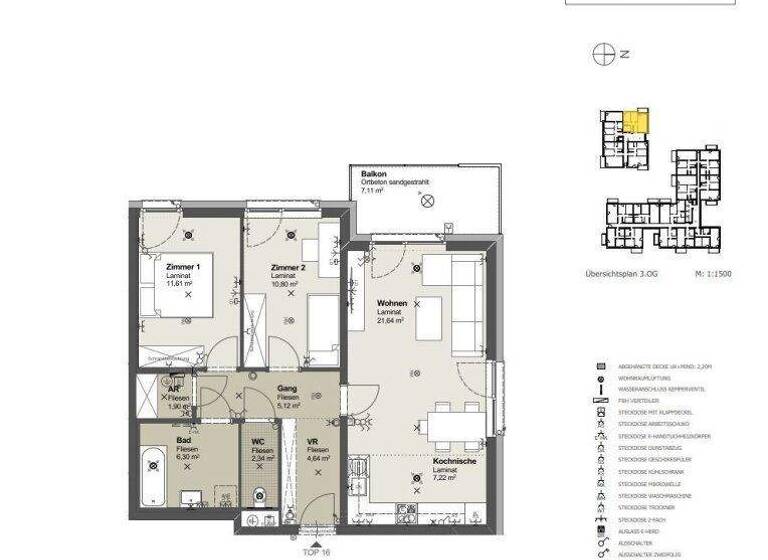 Wohnung zur Miete - Erstbezug 905 € 3 Zimmer 71,6 m² 3. Geschoss Wiedenstraße St. Pölten 3100