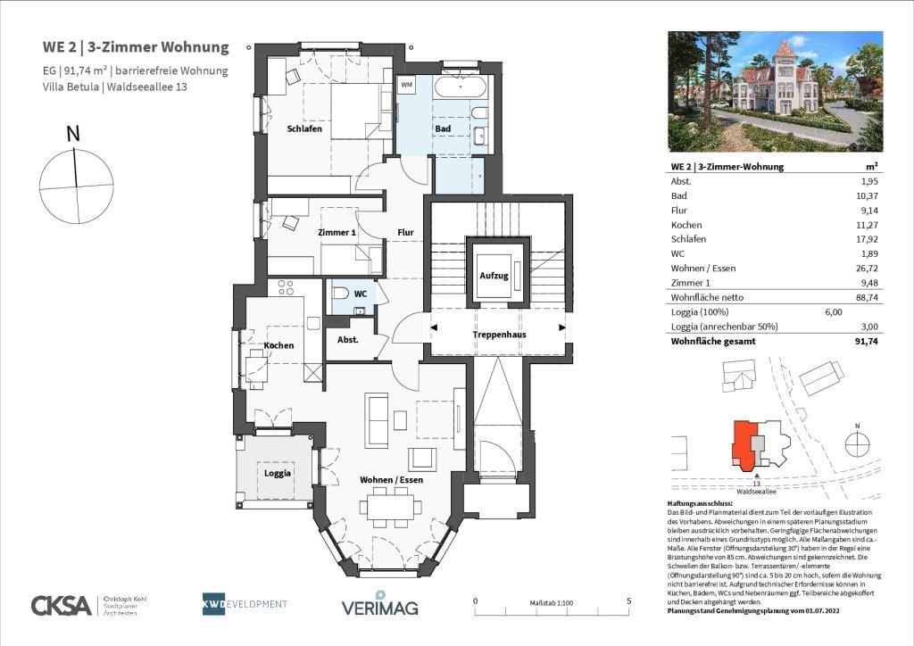 Wohnung zum Kauf provisionsfrei 469.000 € 3 Zimmer 91,7 m²<br/>Wohnfläche EG<br/>Geschoss Waldseeallee 13 Heilstätten Beelitz 14547