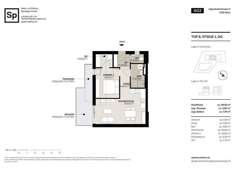 WG-Zimmer zum Kauf - Erstbezug 479.000 € 2 Zimmer 49,6 m² 3. Geschoss Argonautenstraße 3 Wien, Donaustadt 1220