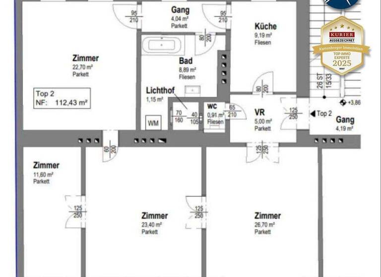 Wohnung zum Kauf 599.000 € 4 Zimmer 112,4 m² 1. Geschoss Wien 1190