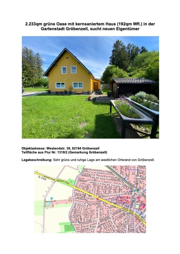 Mehrfamilienhaus zum Kauf provisionsfrei 1.490.000 € 8 Zimmer 192 m²<br/>Wohnfläche 2.233 m²<br/>Grundstück Westendstr. 39 Gröbenzell 82194