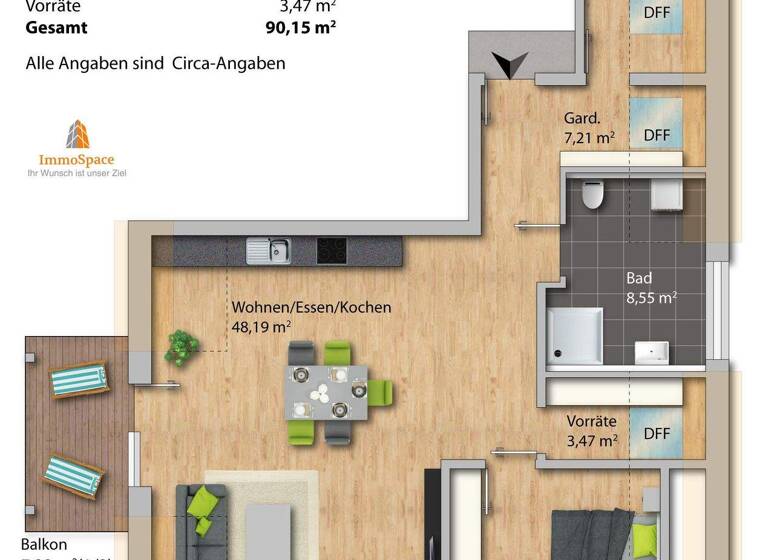 Wohnung zum Kauf provisionsfrei 340.000 € 3 Zimmer 90,2 m² 3. Geschoss Sulzdorf Kaisheim 86687
