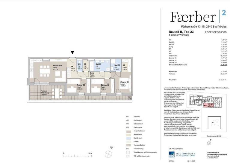 Wohnung zum Kauf - Erstbezug provisionsfrei 568.000 € 4 Zimmer 91,1 m² 2. Geschoss Färberstraße 13-15 Bad Vöslau 2540
