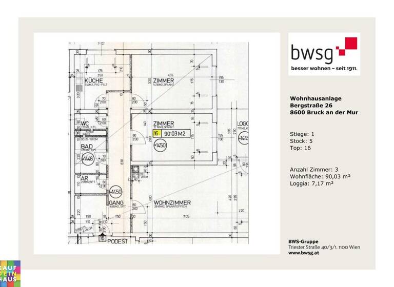 Wohnung zur Miete 447 € 3,5 Zimmer 90 m² 5. Geschoss Bergstraße 26 Bruck an der Mur 8600