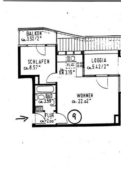 Wohnung zur Miete 480 € 2 Zimmer 42 m² Dachgeschoss, 2. Geschoss Villacher Str. 7 Lehe Bremen 28359