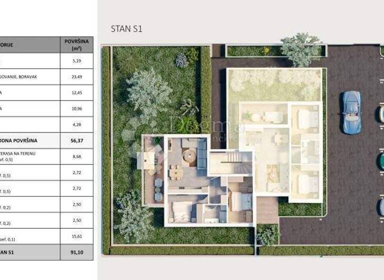 Wohnung zum Kauf 329.000 € 3 Zimmer 91 m² Novalja