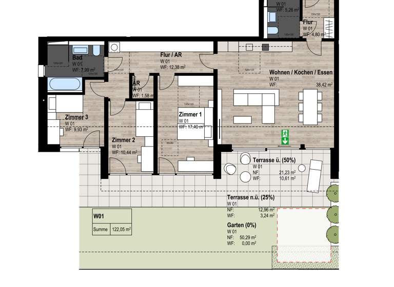 Wohnung zum Kauf - Neubau provisionsfrei 4,5 Zimmer 122,1 m²<br/>Wohnfläche EG<br/>Geschoss ab sofort<br/>Verfügbarkeit Säckinger Straße 9 Laufenburg Laufenburg (Baden) 79725