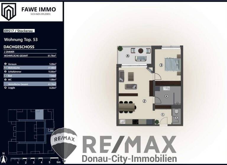 Wohnung zum Kauf 330.000 € 2 Zimmer 62 m² 3. Geschoss Stockerau 2000