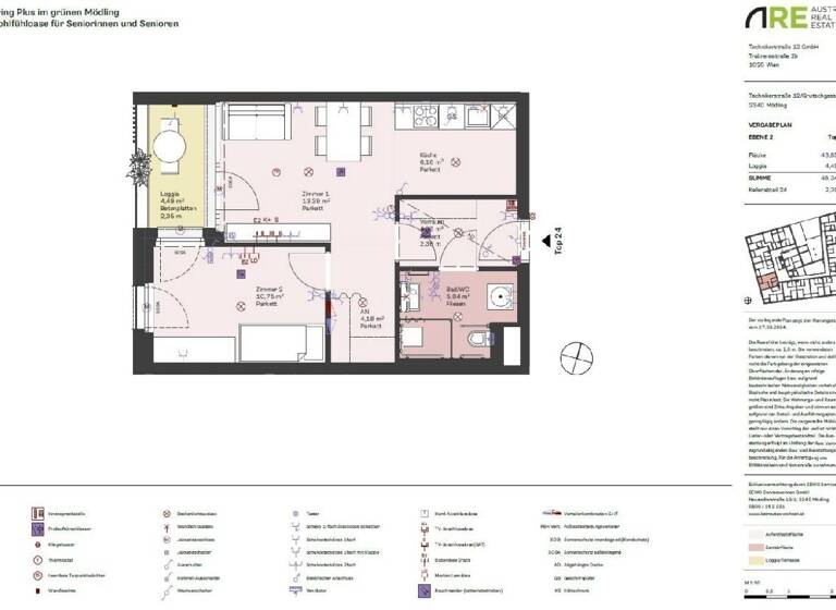 Wohnung zur Miete 814 € 2 Zimmer 48,3 m² Mödling 2340