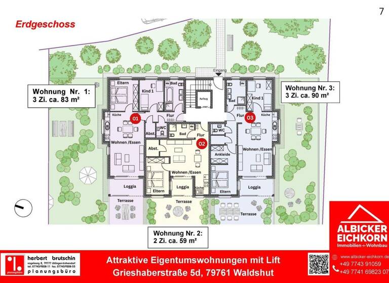 Wohnung zum Kauf provisionsfrei 398.400 € 3 Zimmer 83 m² 1. Geschoss Waldshut Waldshut-Tiengen 79761