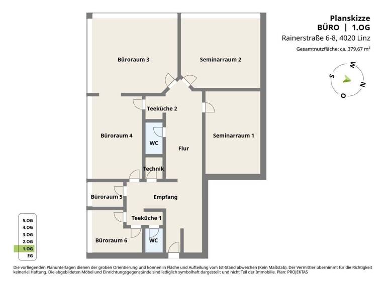 Bürofläche zur Miete 3.625 € 258,9 m² Bürofläche Rainerstraße 8 Linz 4020