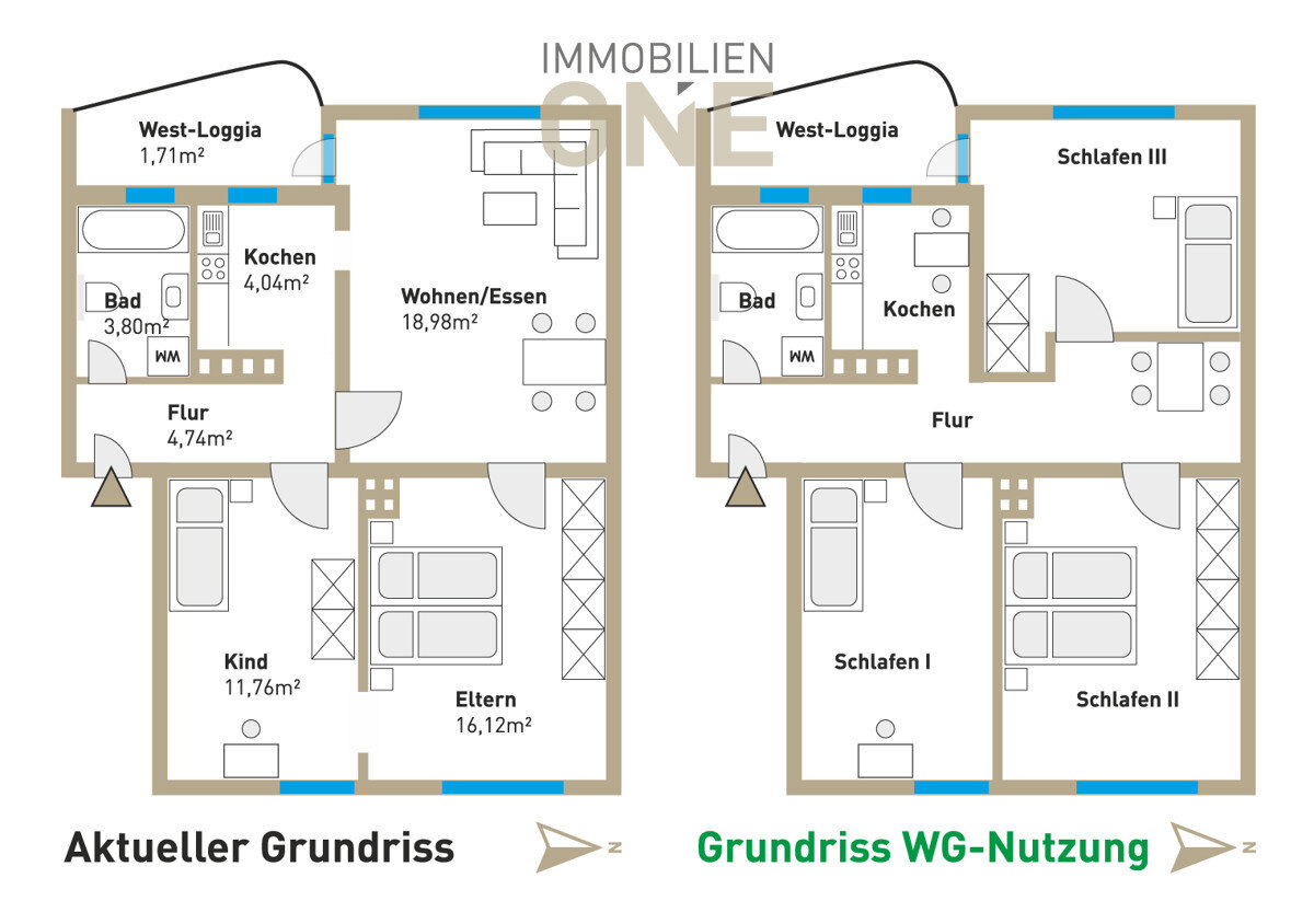 Wohnung zum Kauf 225.000 € 3 Zimmer 59 m²<br/>Wohnfläche 4.<br/>Geschoss Innerer Osten Regensburg 93055