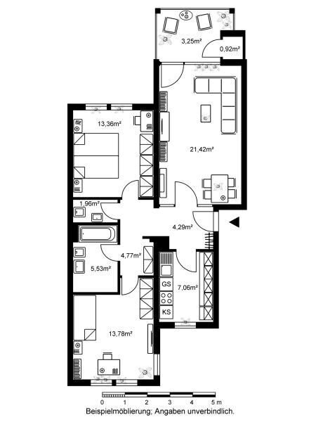 Wohnung zur Miete 759 € 3 Zimmer 76 m²<br/>Wohnfläche 2.<br/>Geschoss Schachtstraße 9 Bergkirchenviertel Wiesbaden 65183